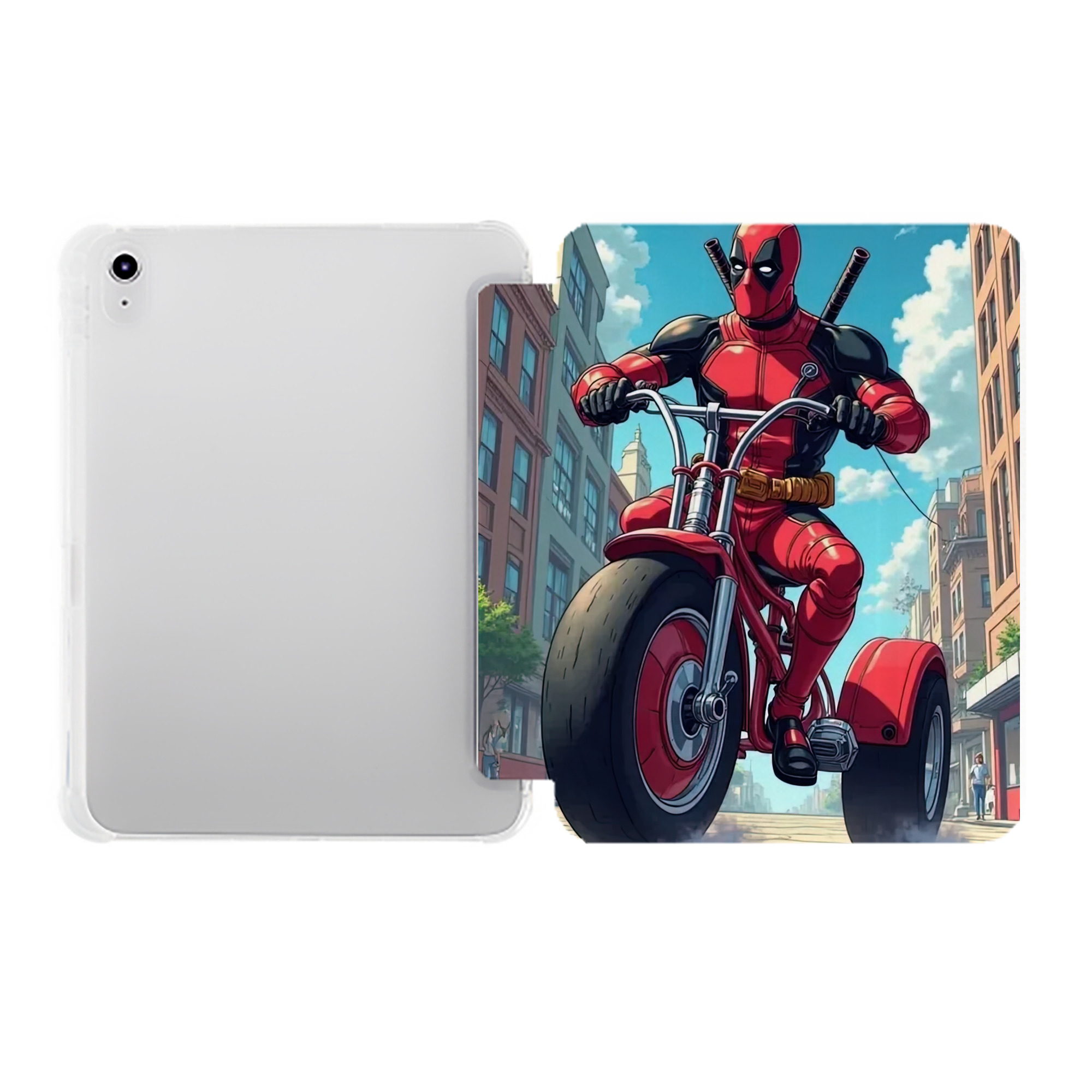 （画像用） Deadpool デッドプール IPad ケース ペン収納付き 三つ折りスタンド PUレザー×シリコン 対応機種9.5/10.5/10.9インチ